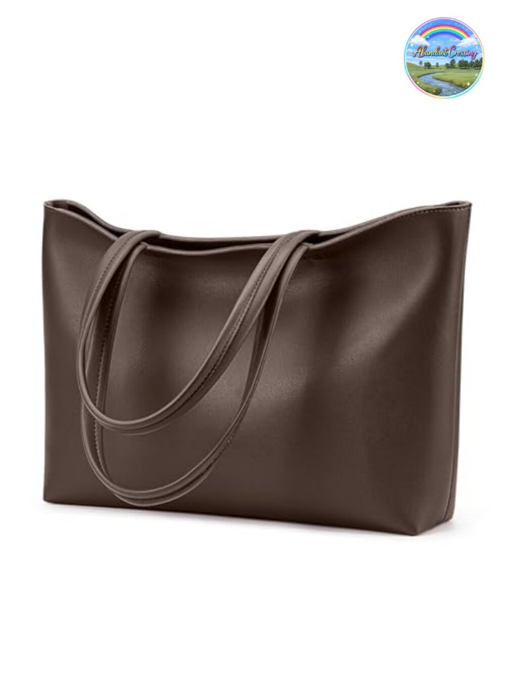 Vegan Leather Tote Bag Zipper Shoulder Satchel Minimalist Women